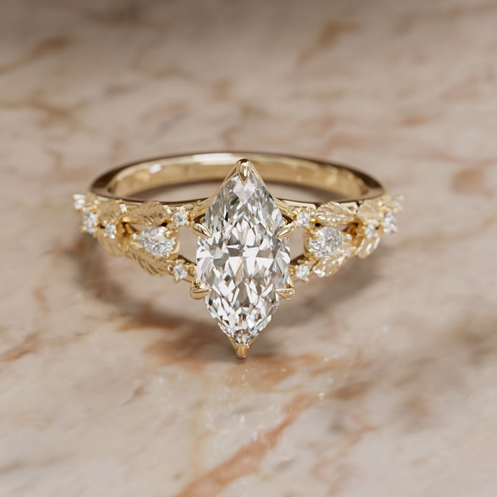 Nyneve Marquise Lab Diamond Nature Engagement Ring