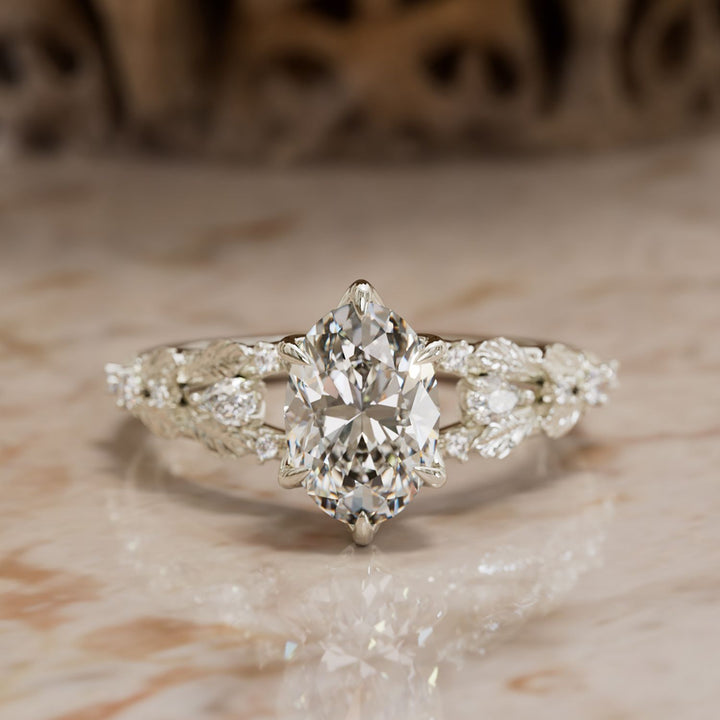 Nyneve Oval Lab Diamond Nature Engagement Ring