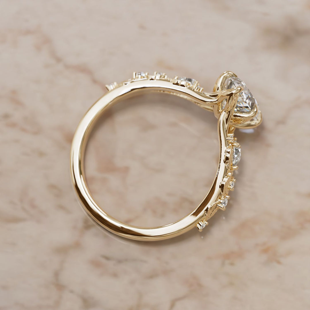 Nyneve Oval Lab Diamond Nature Engagement Ring