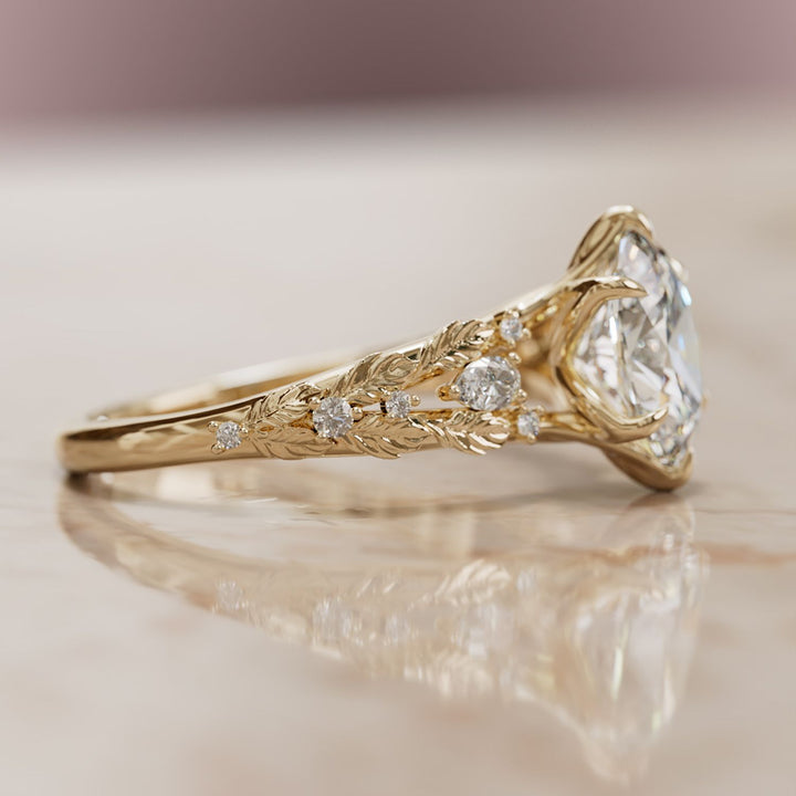 Nyneve Oval Lab Diamond Nature Engagement Ring