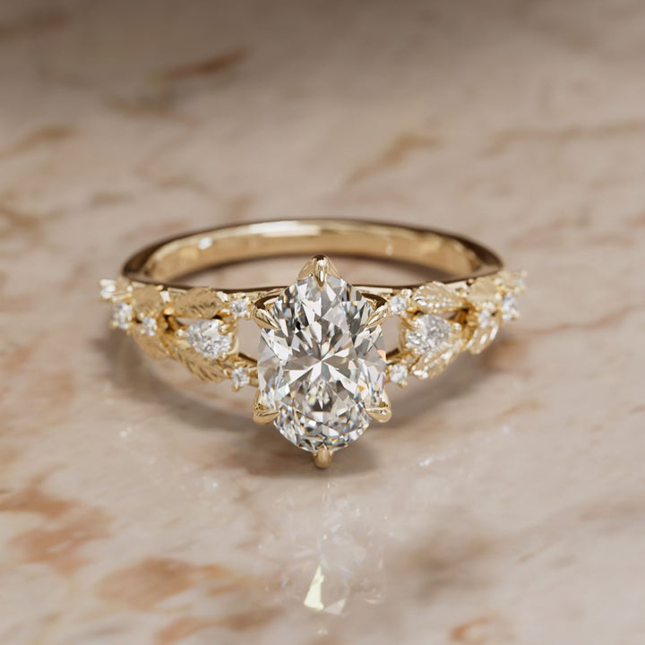 Nyneve Oval Lab Diamond Nature Engagement Ring