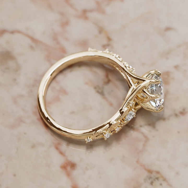 Nyneve Round Lab Diamond Nature Engagement Ring
