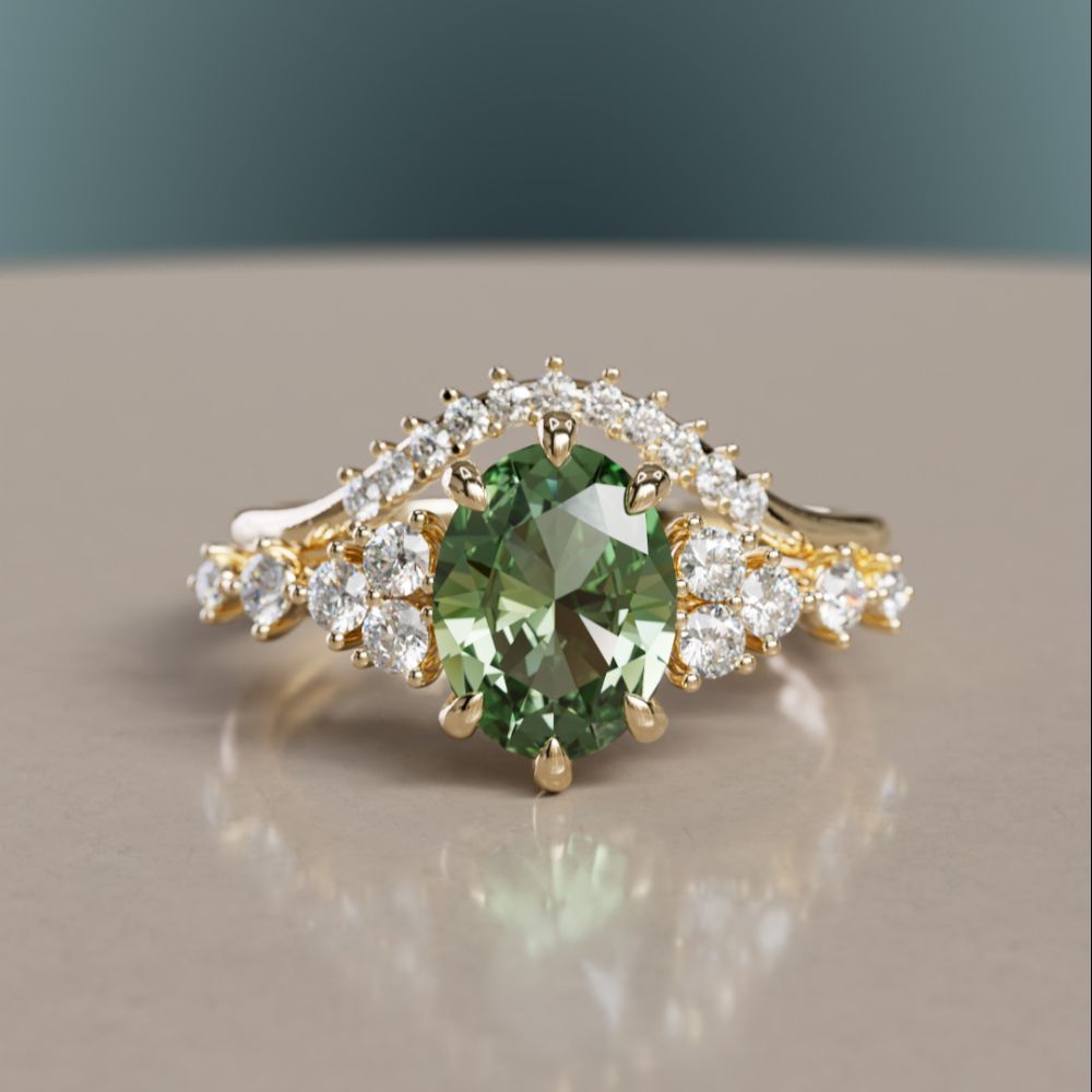 Ulla Lab Created Diamond Stacked Curved Wedding Ring