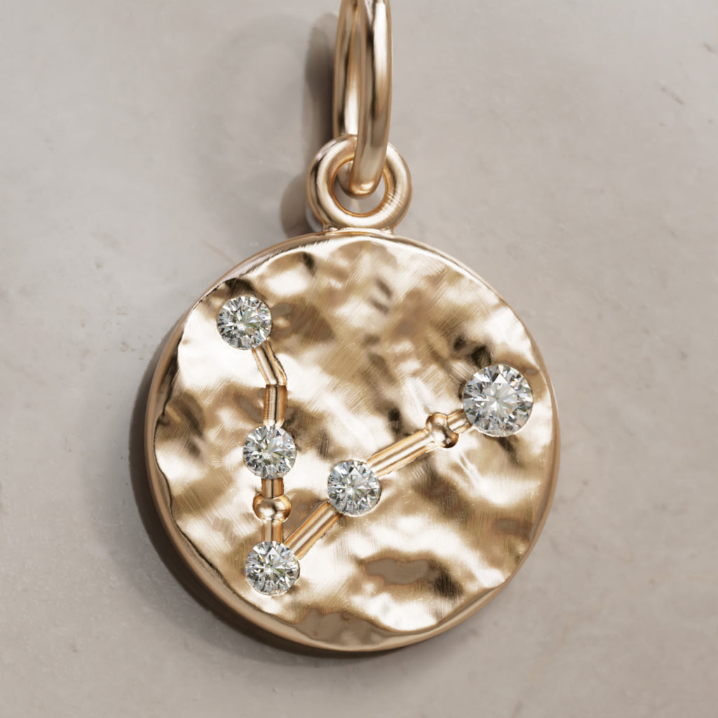 Pisces Constellation Zodiac Lab Diamond Coin Charm