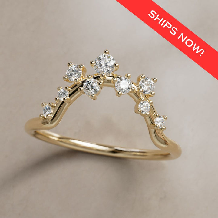 Milky Way Celestial Wedding Band Stacking Ring Lab Created Diamond (Ready to Ship)