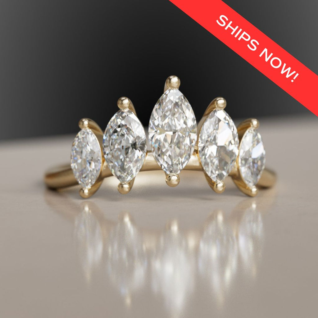 Philippa Celestial Unique Marquise Lab Diamond Crown Ring (Ready to Ship)