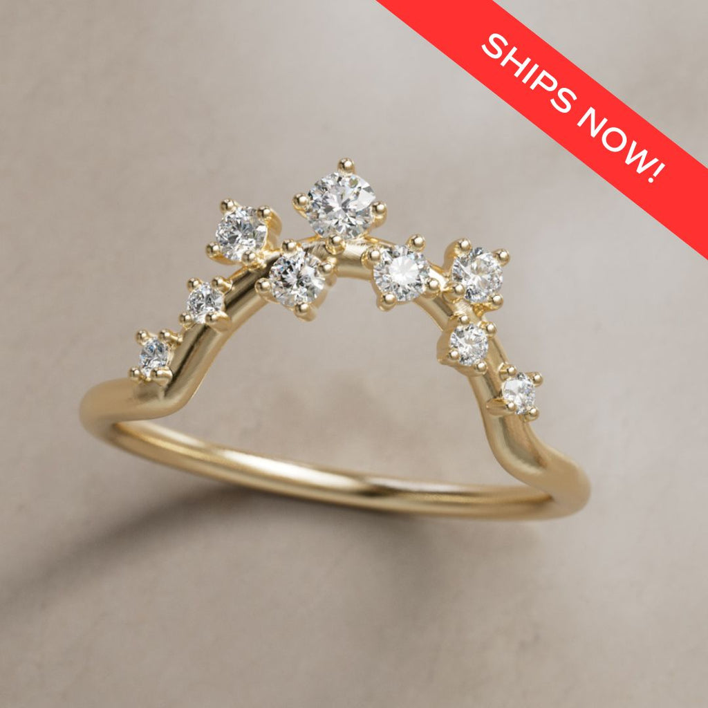 Milky Way Celestial Wedding Band Stacking Ring Lab Created Diamond (Ready to Ship)