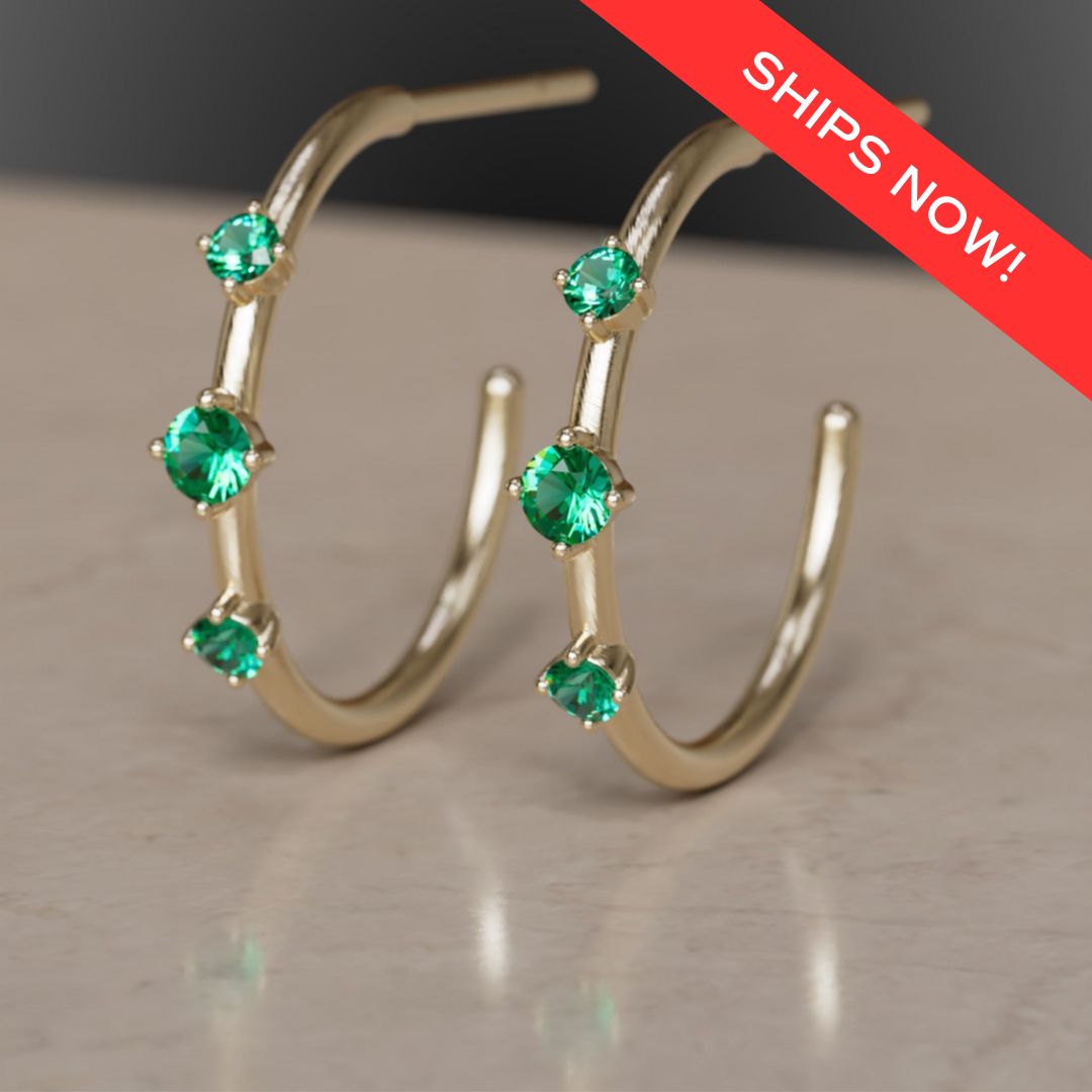 Náušnice Orionův pás, smaragdové (připraveno k odeslání)