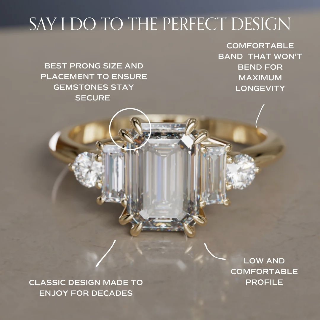 Capri Emerald Cut Lab Diamond Art Deco Engagement Ring (Setting Only)