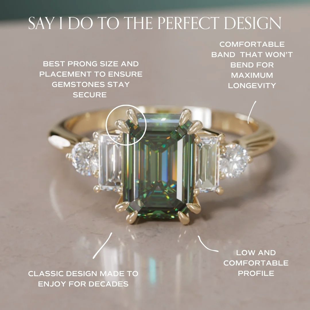 Capri Emerald Cut Green Sapphire Art Deco Engagement Ring (Setting Only)