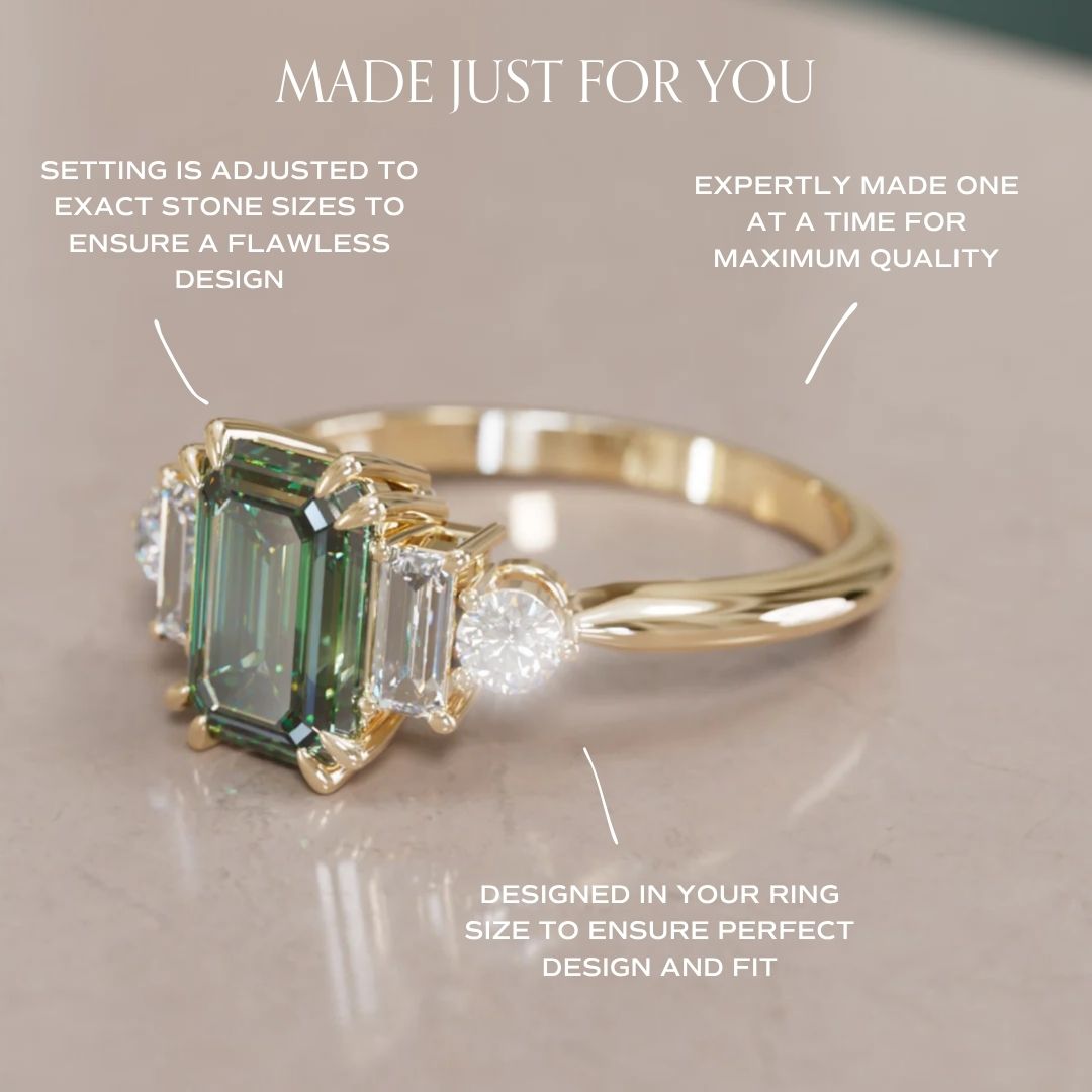 Capri Emerald Cut Green Sapphire Art Deco Engagement Ring (Setting Only)