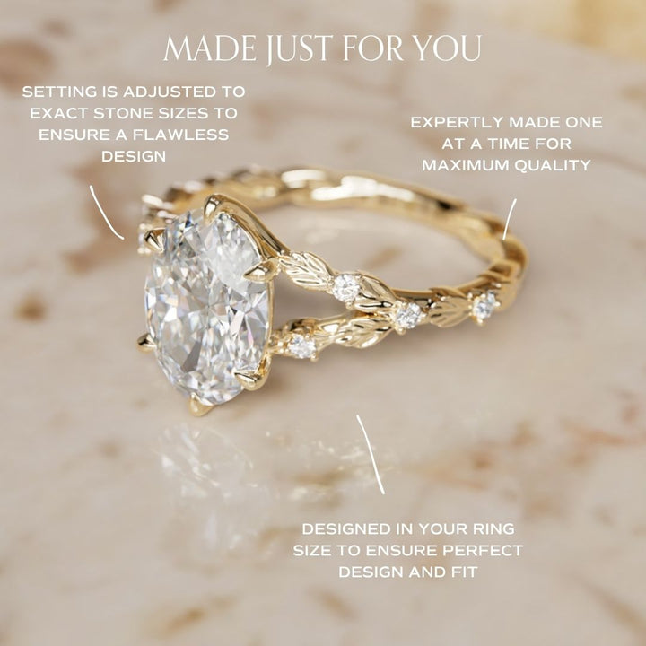 Sorrel Oval Lab Diamond Nature Engagement Ring (Setting Only)