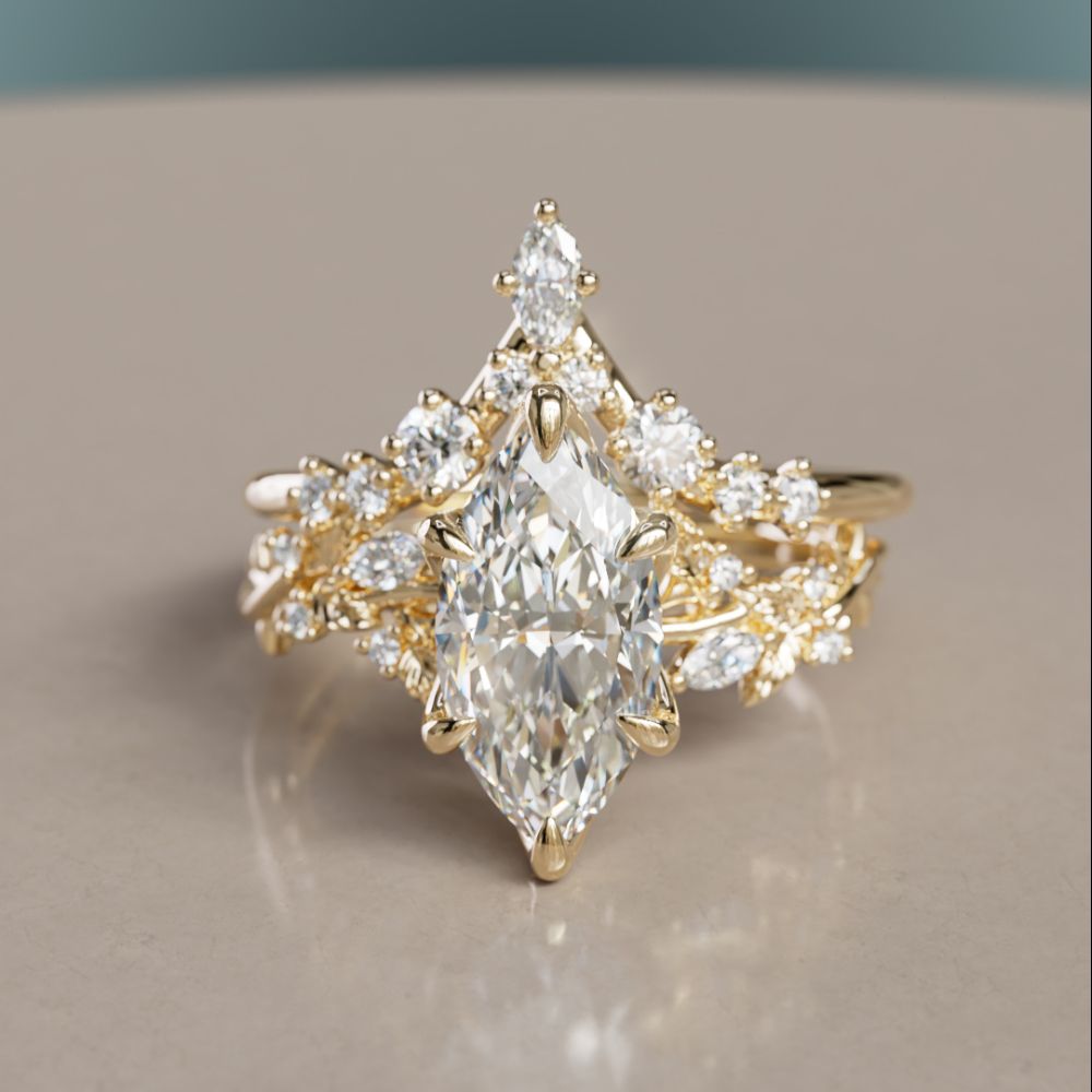Bague de Mariage Empilable Ella en V Diamant de synthèse