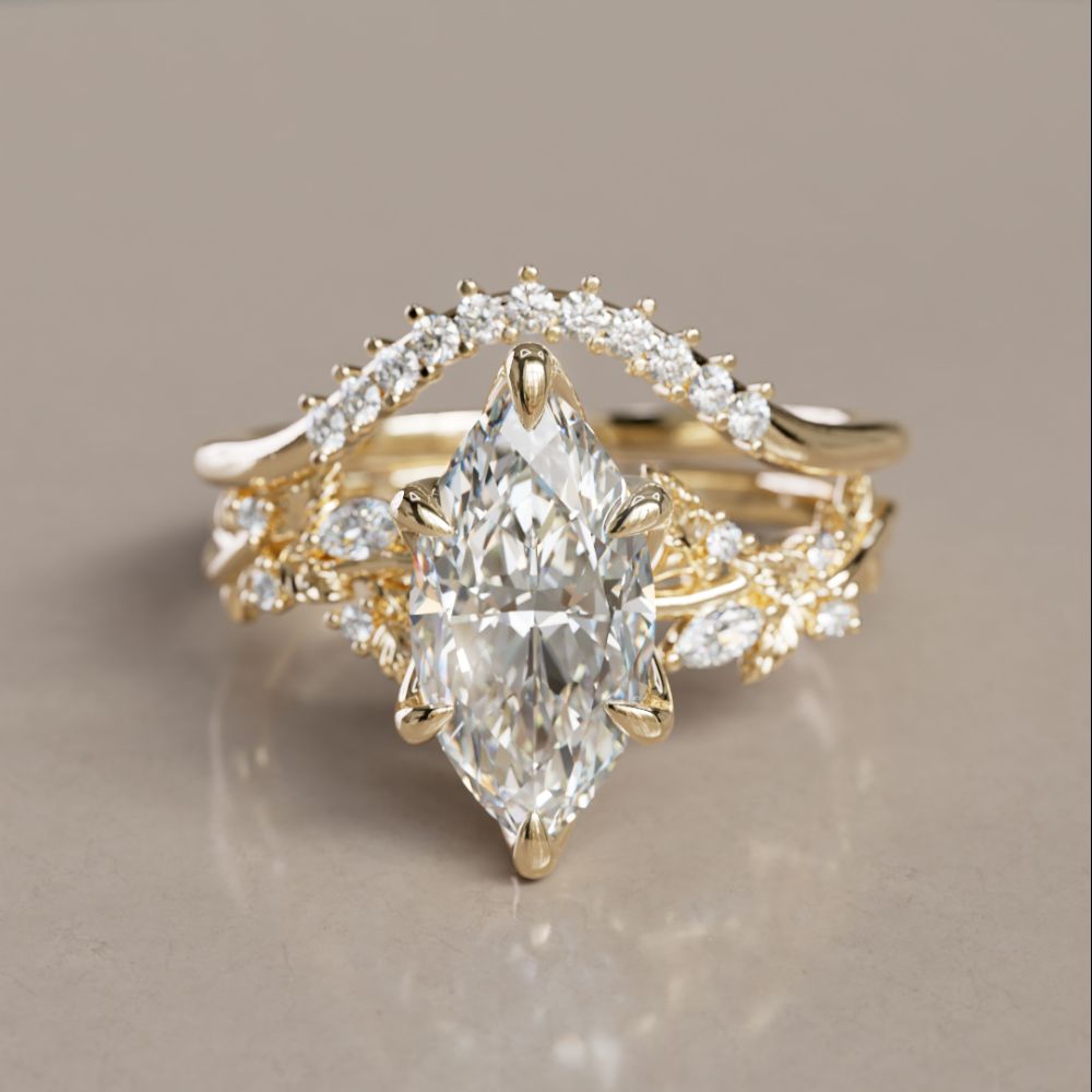 Ulla Lab Created Diamond Stacked Curved Wedding Ring
