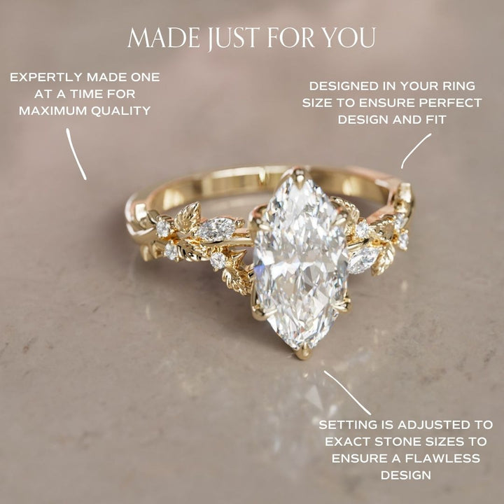 Rosewood Marquise 1.50ct F VVS2 Lab Diamond Engagement Ring (Ready to Ship)