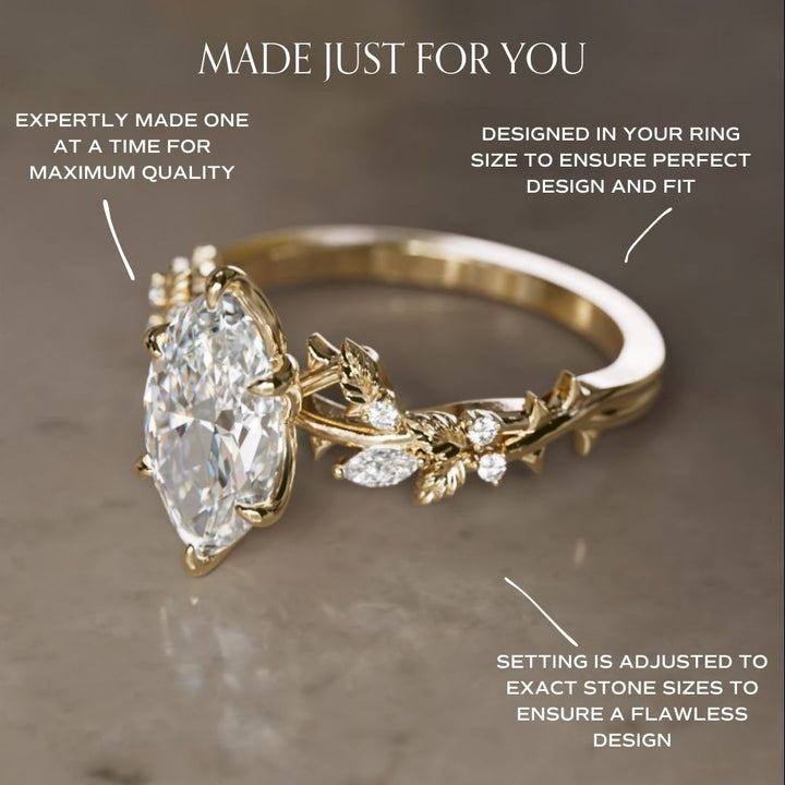 Rosewood Marquise 1.51ct E VVS2 Lab Diamond Engagement Ring (Ready to Ship)