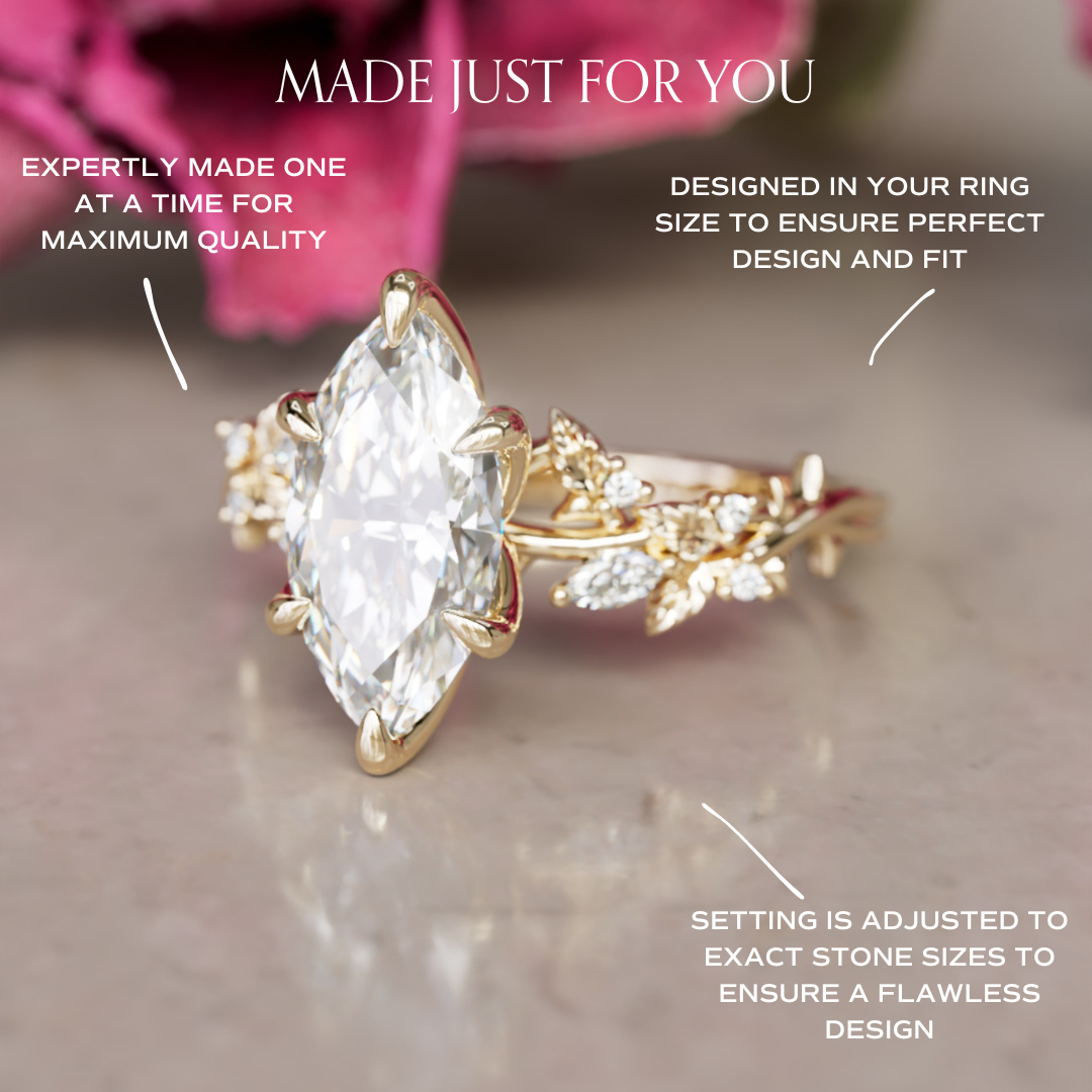 Rozenhout Marquise 1,51 ct E VVS2 Laboratorium Diamant Verlovingsring (Klaar om te Verzenden)