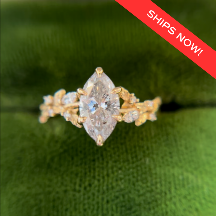 Rosenholz Marquise 1 Ct Nebeliger Diamant Verlobungsring (Versandbereit)