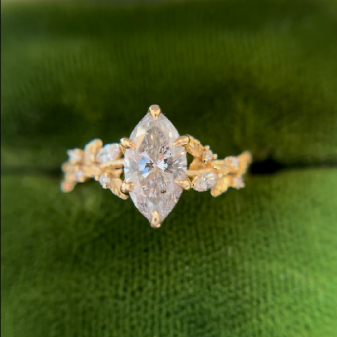 Rosewood Marquise 1 Ct Misty Diamanten Verlovingsring (Klaar om te Verzenden)