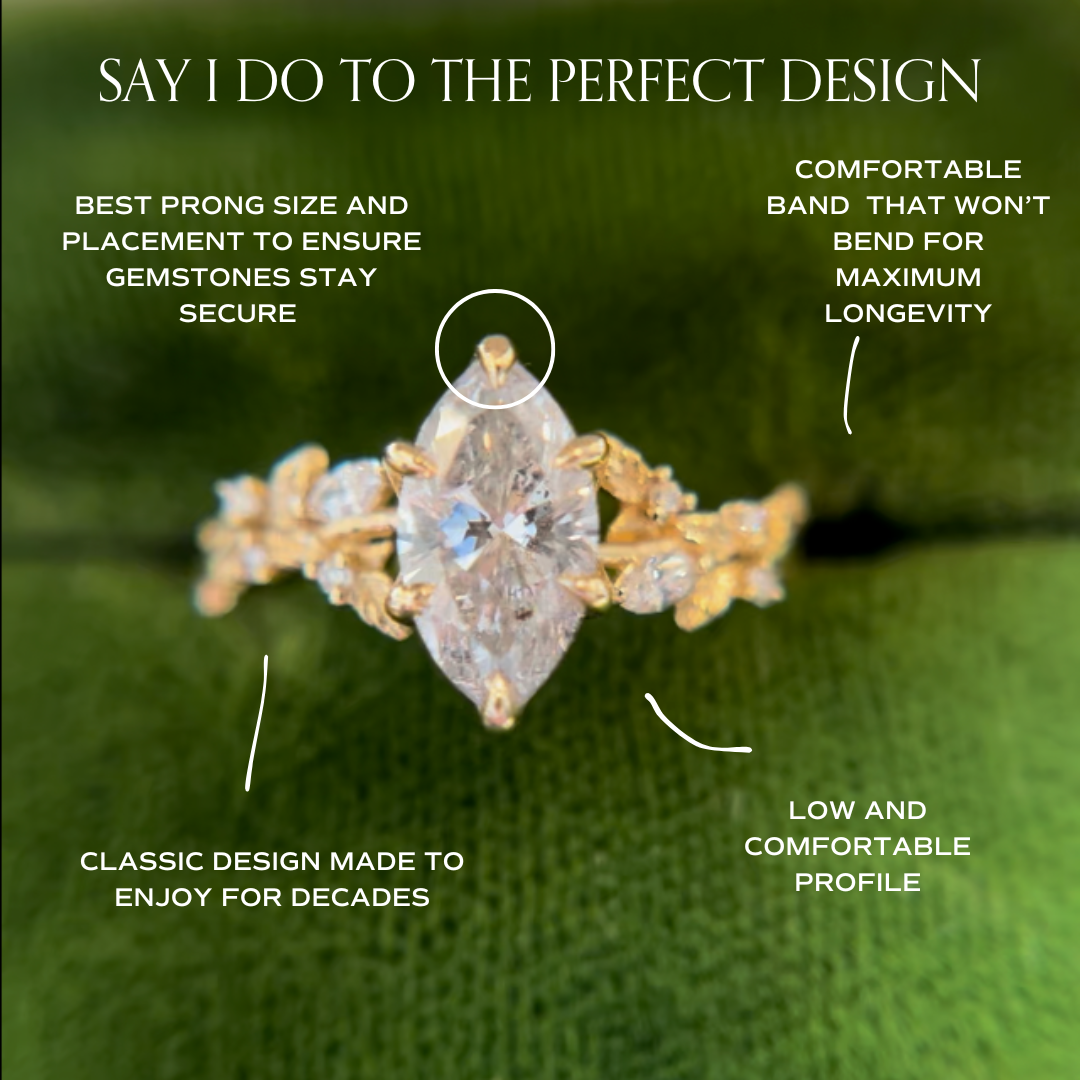 Rosenholz Marquise 1 Ct Nebeliger Diamant Verlobungsring (Versandbereit)