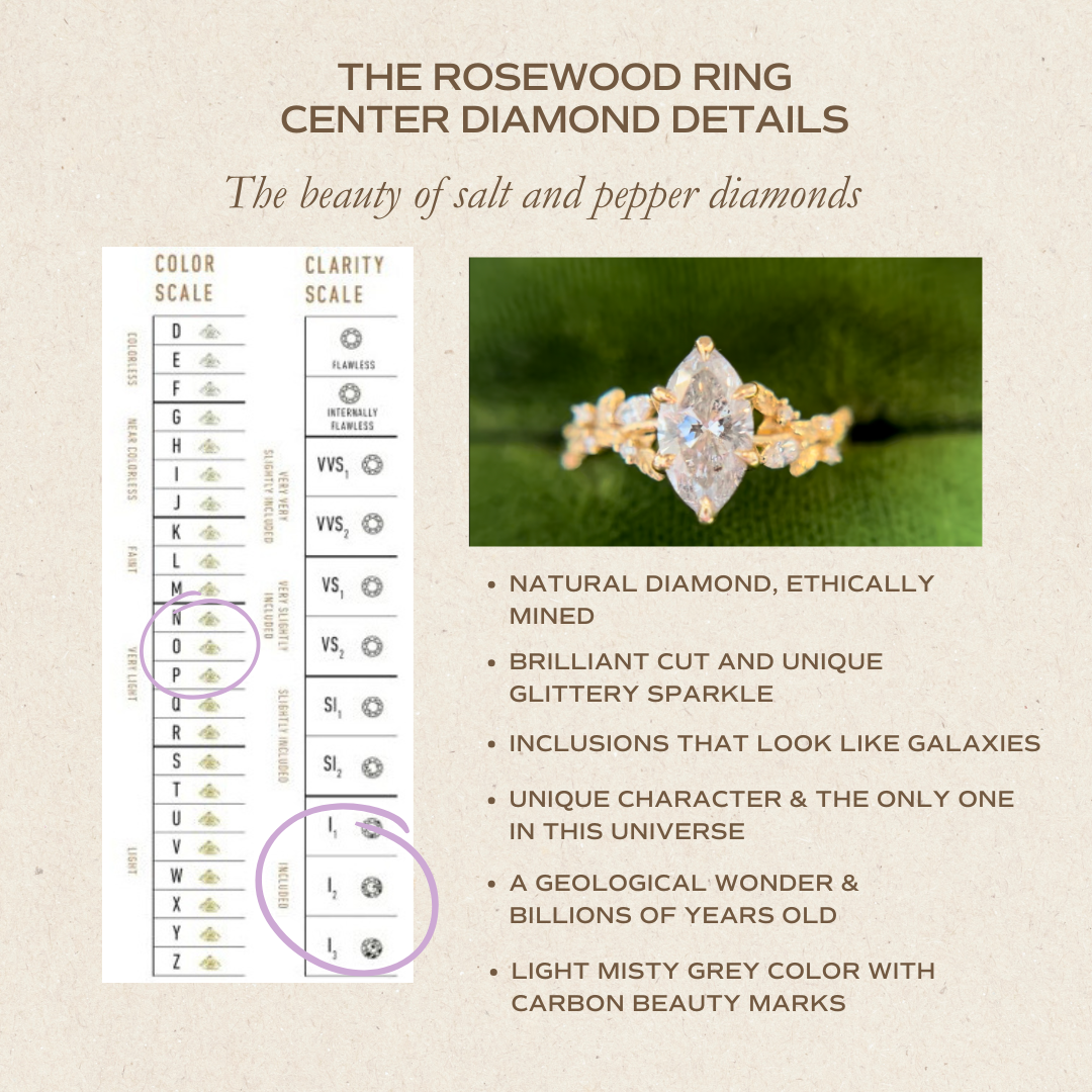 Rosenholz Marquise 1 Ct Nebeliger Diamant Verlobungsring (Versandbereit)