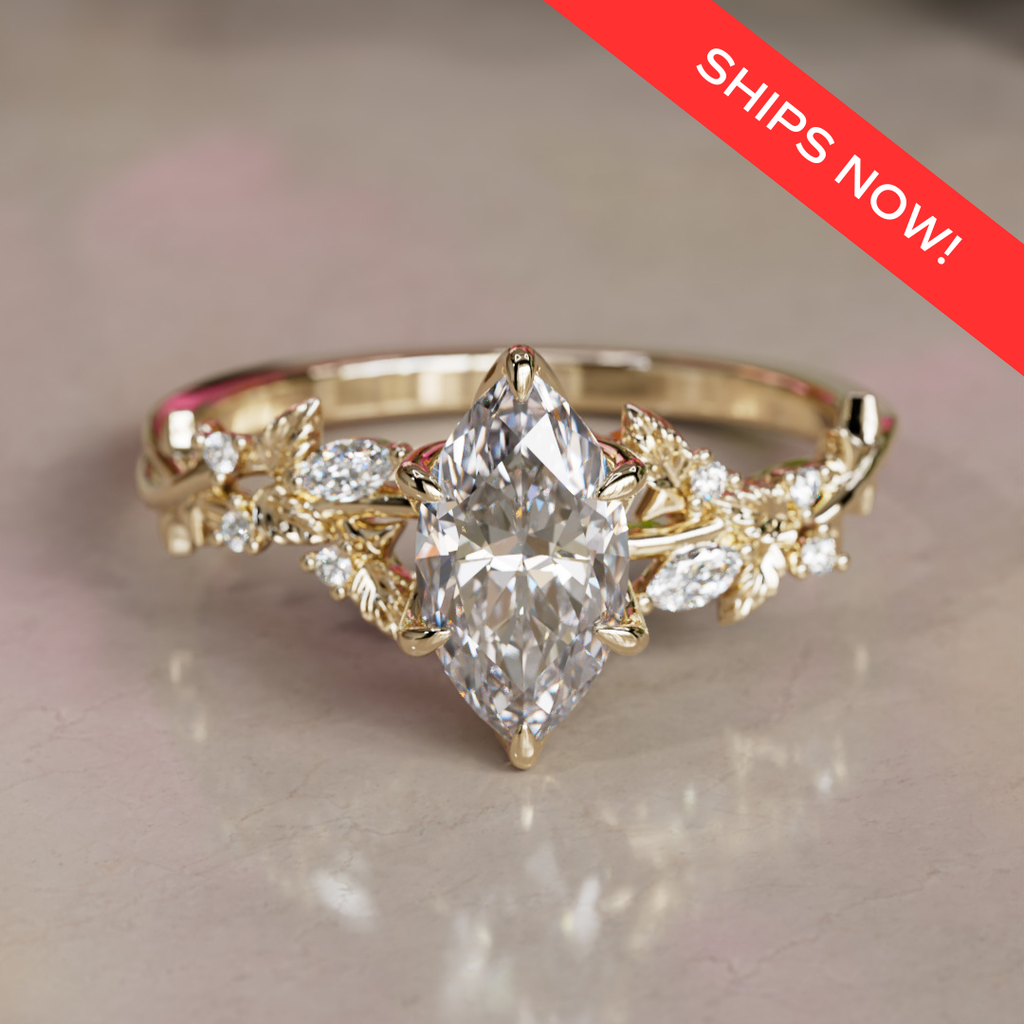 Rosewood Marquise 1 Ct Misty Diamond Engagement Ring (Ready to Ship) By Valley Rose