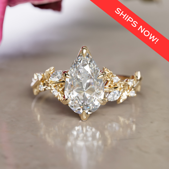 Rosewood Pear 1.26ct D VVS2 Lab Diamond Engagement Ring (Ready to Ship)