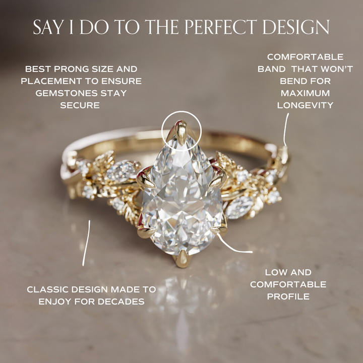 Rosewood Pear 1.26ct D VVS2 Lab Diamond Engagement Ring (Ready to Ship)