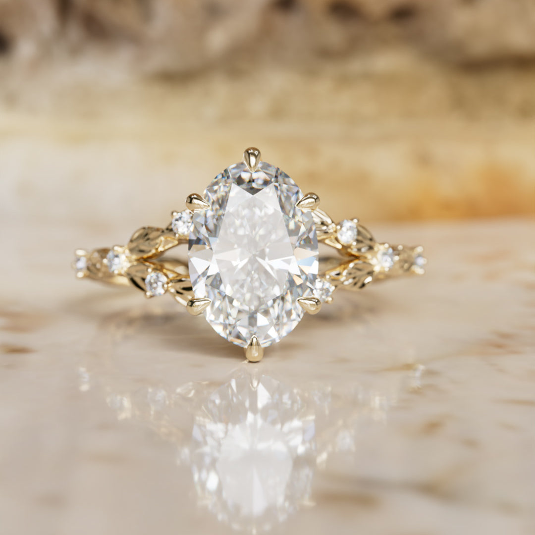 Sorrel Oval Lab Diamond Nature Engagement Ring (Setting Only)