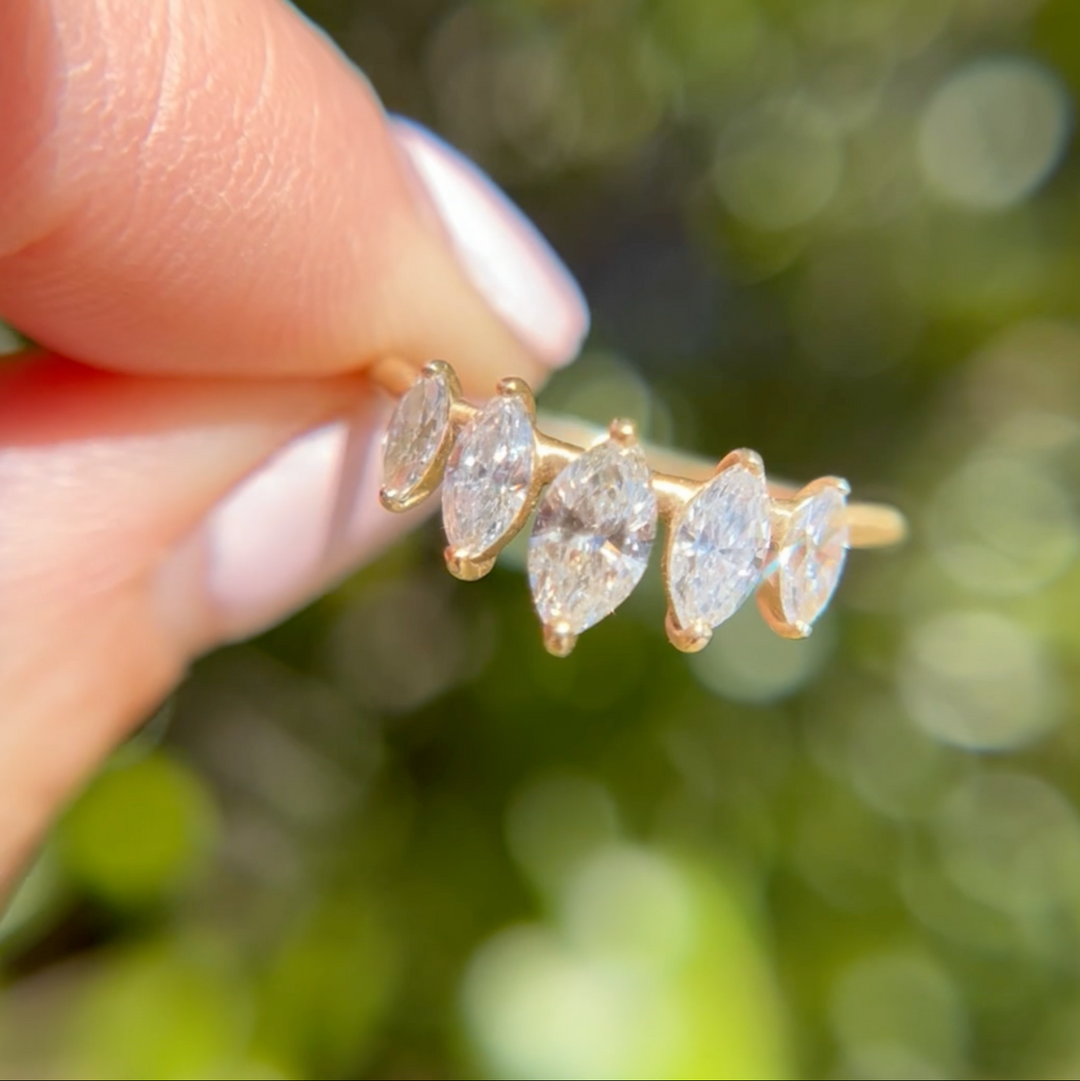 Philippa Celestial Unique Marquise Lab Diamond Crown Ring (Ready to Ship)