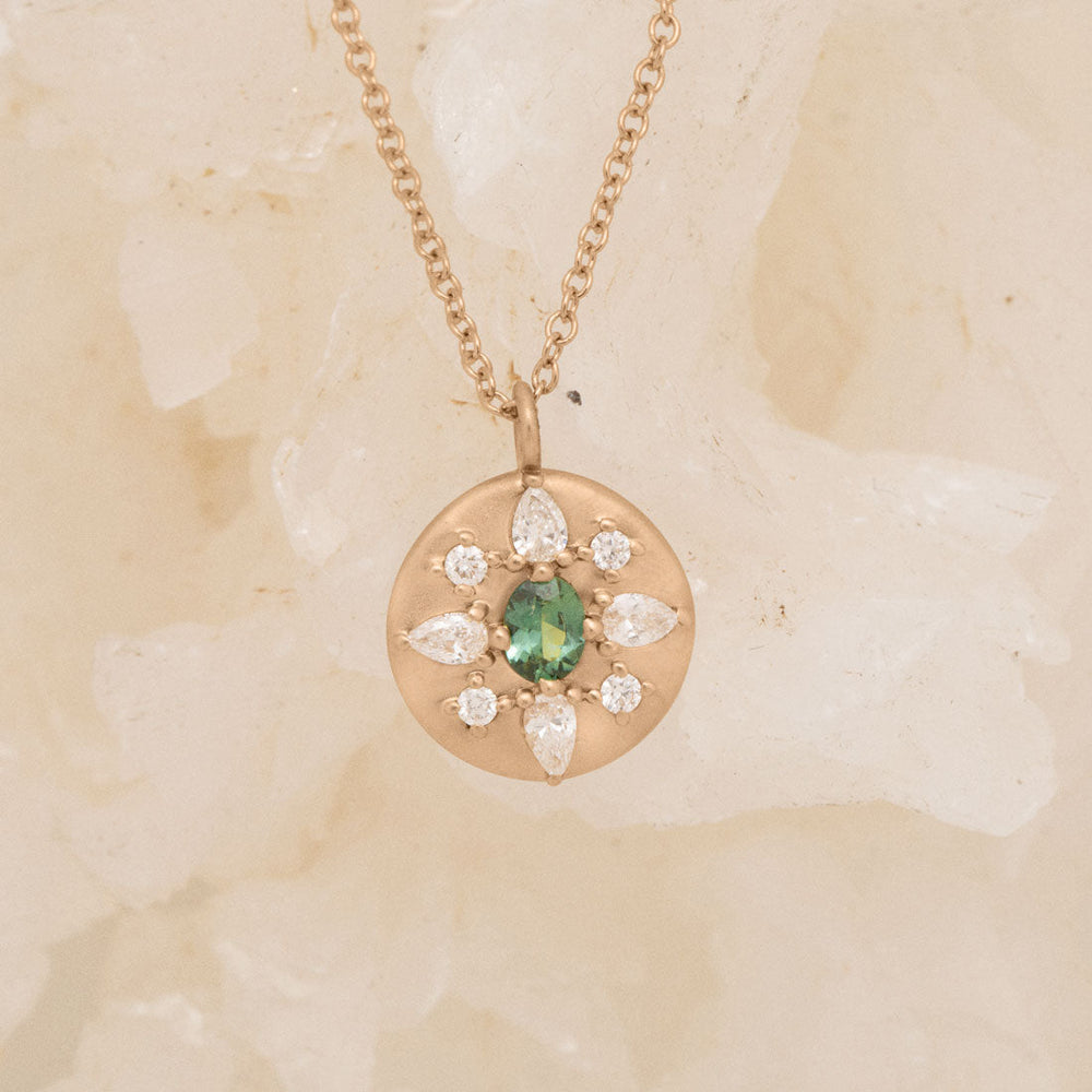 Arcadia Pendant, Mini, Teal Sapphire By Valley Rose