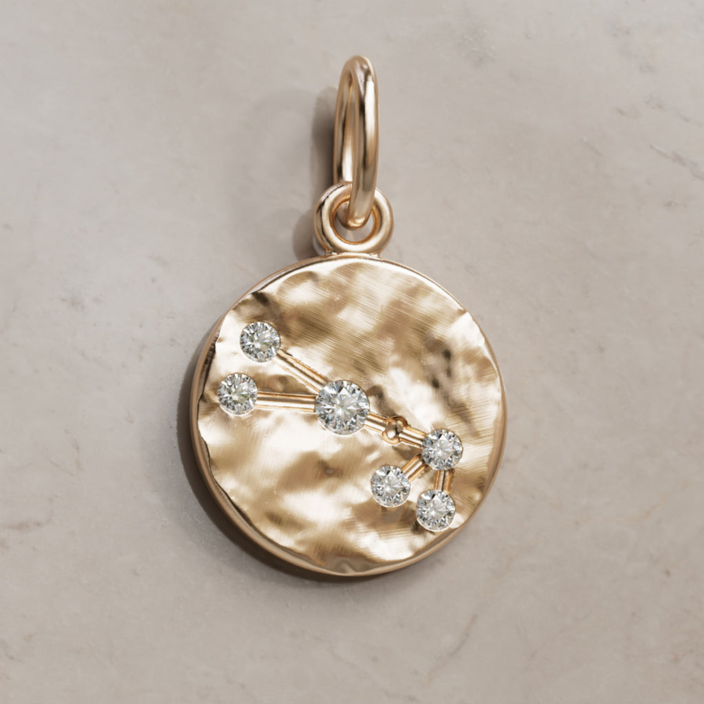 Taurus Constellation Zodiac Lab Diamond Coin Charm
