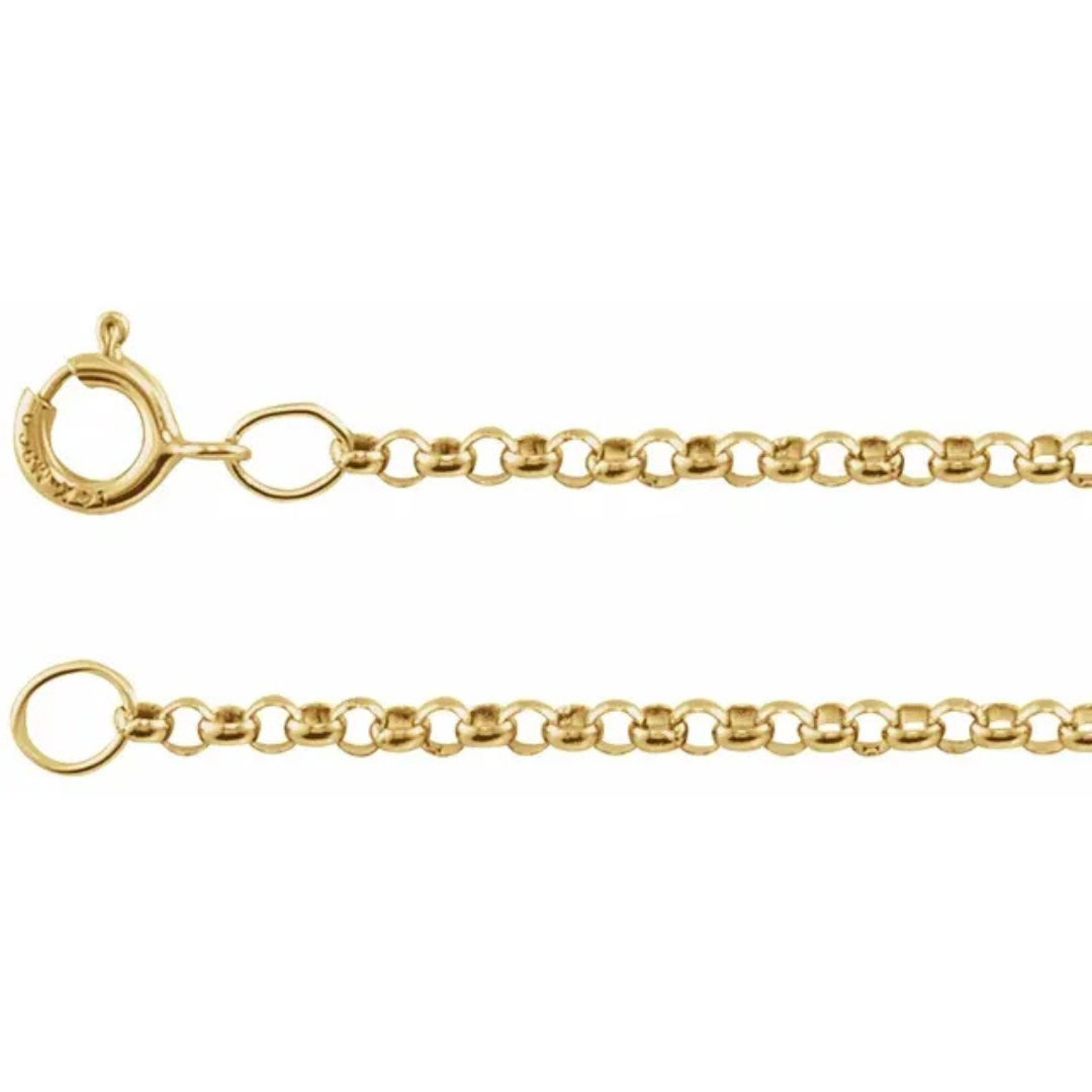 Thin Belcher Chain Vintage Style Rolo Link Necklace 1.5mm 14k Gold