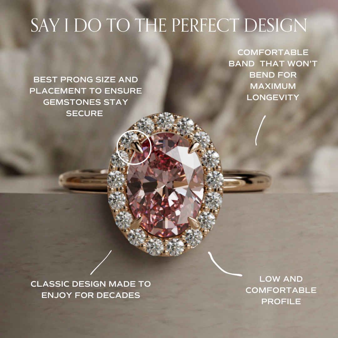 Kristina Oval Pink Diamond Unique Vintage Halo Engagement Ring (Setting Only)