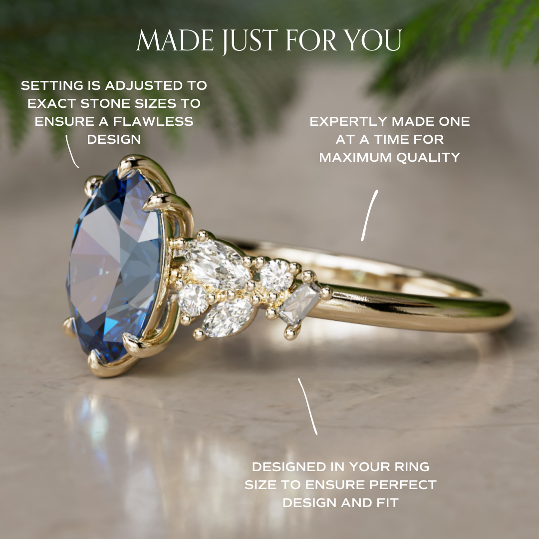 Унікальна овальна обручка з лабораторно вирощеним діамантом Phaedra, натхненна природою