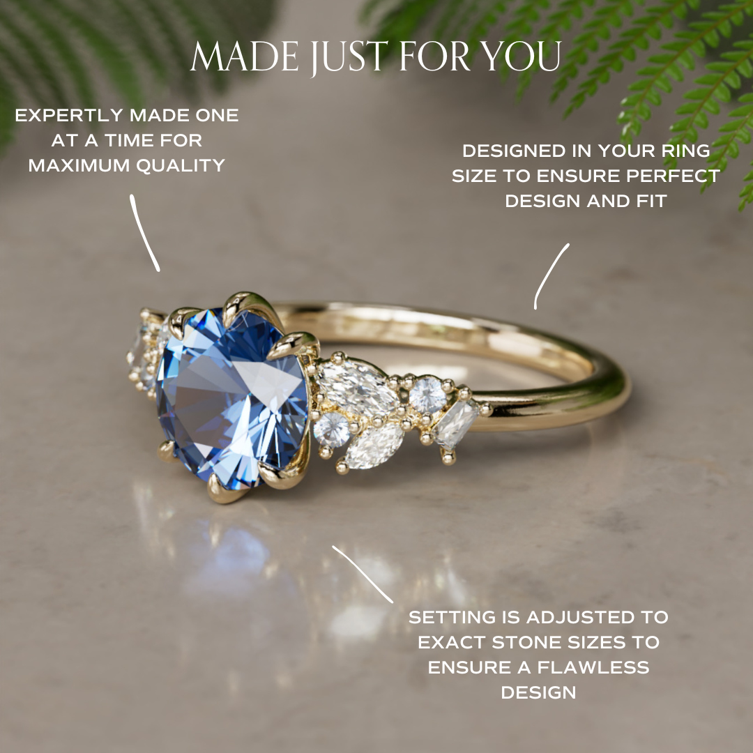 Кільце для заручин Phaedra Round Lab Diamond унікальне натхненне природою