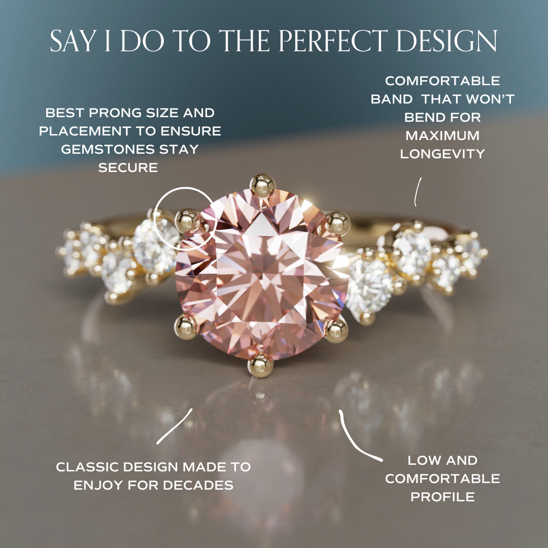 Briar Round Pink Lab Diamond Engagement Flower Ring Nature Inspired (Setting Only)