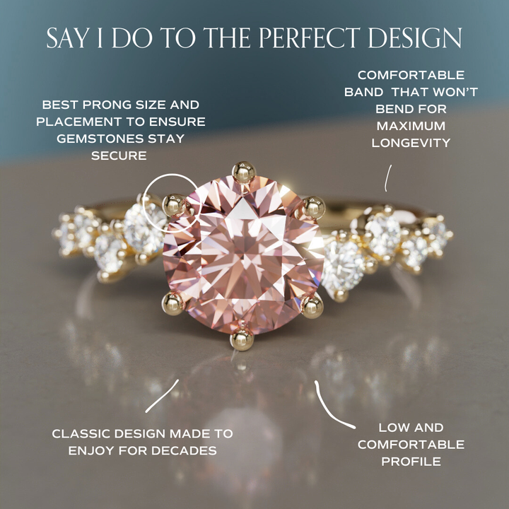 Briar Round Pink Lab Diamond Engagement Flower Ring Nature Inspired (Setting Only)