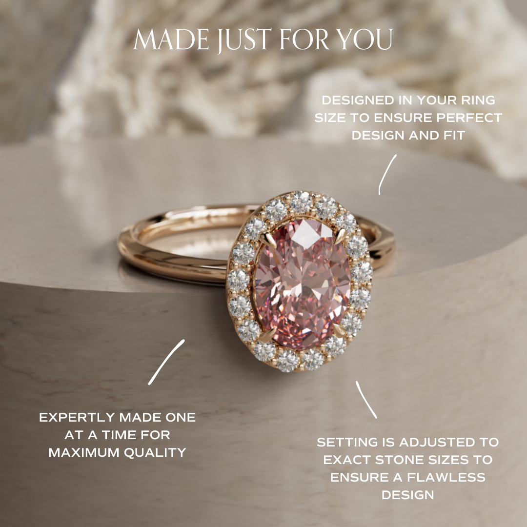 Kristina Oval Pink Diamond Unique Vintage Halo Engagement Ring (Setting Only)