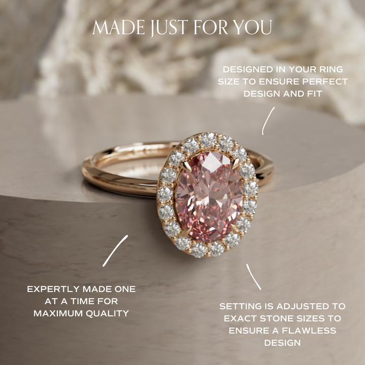 Kristina Oval Pink Diamond Unique Vintage Halo Engagement Ring (Setting Only)