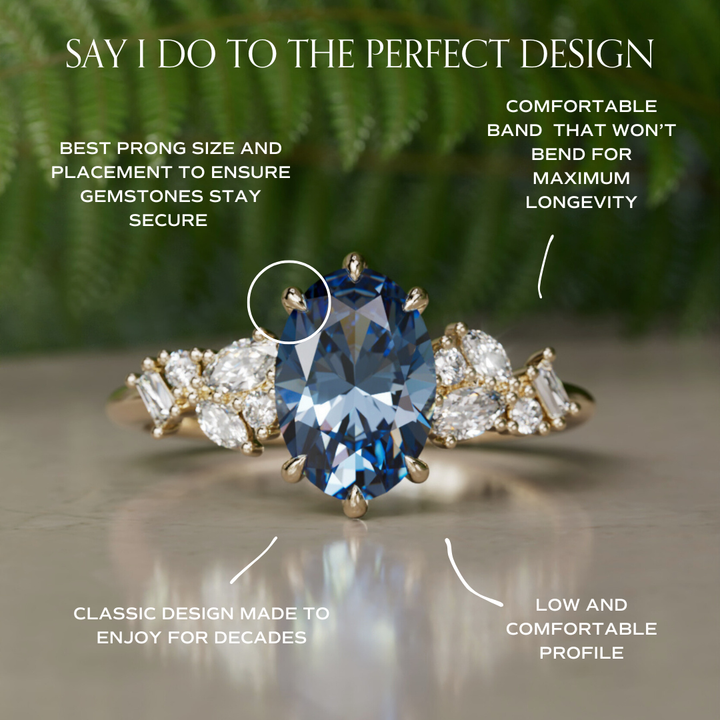 Унікальна овальна обручка з лабораторно вирощеним діамантом Phaedra, натхненна природою