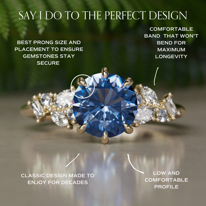 Кільце для заручин Phaedra Round Lab Diamond унікальне натхненне природою