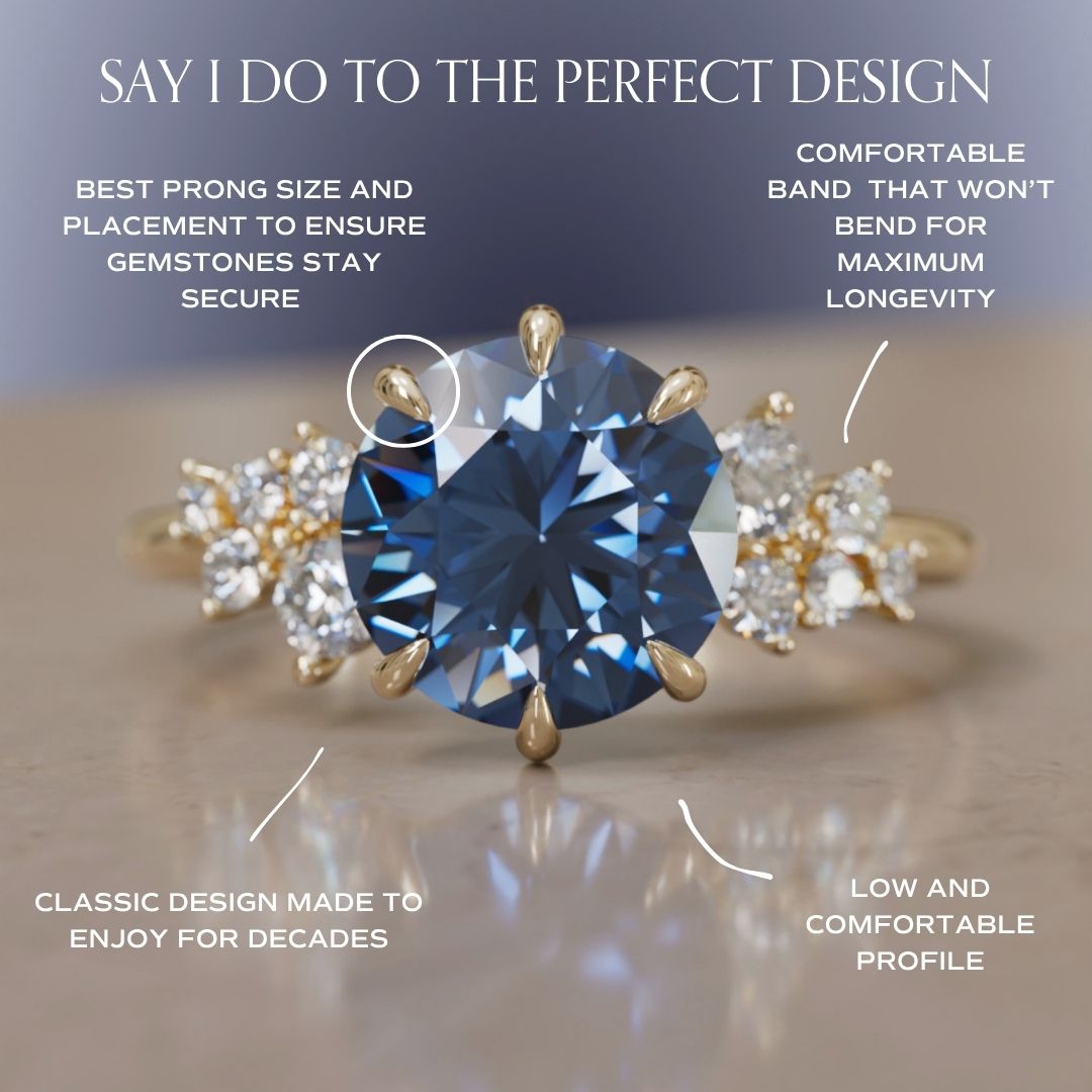 Cosmia Round Lab Diamante Único Celestial Anillo de Compromiso (Solo Montura)