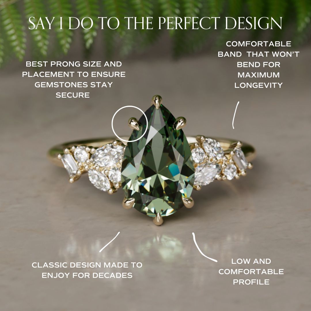 Phaedra Pear Lab Diamond Einzigartiger Verlobungsring Naturinspiriert