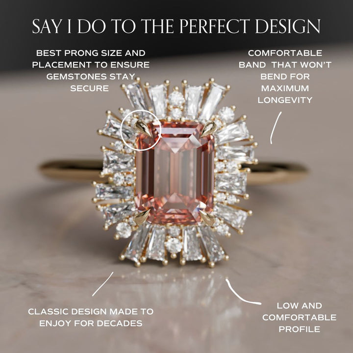 Elowen Pink Diamond Vintage Fantasy Halo Engagement Ring By Valley Rose