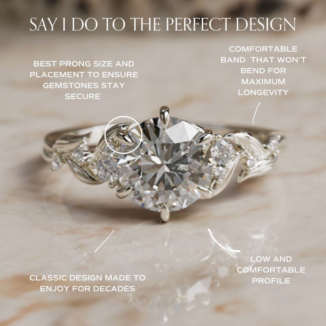 Celria Round Lab Diamond Engagement Flower Ring Nature Inspired (Setting Only) By Valley Rose