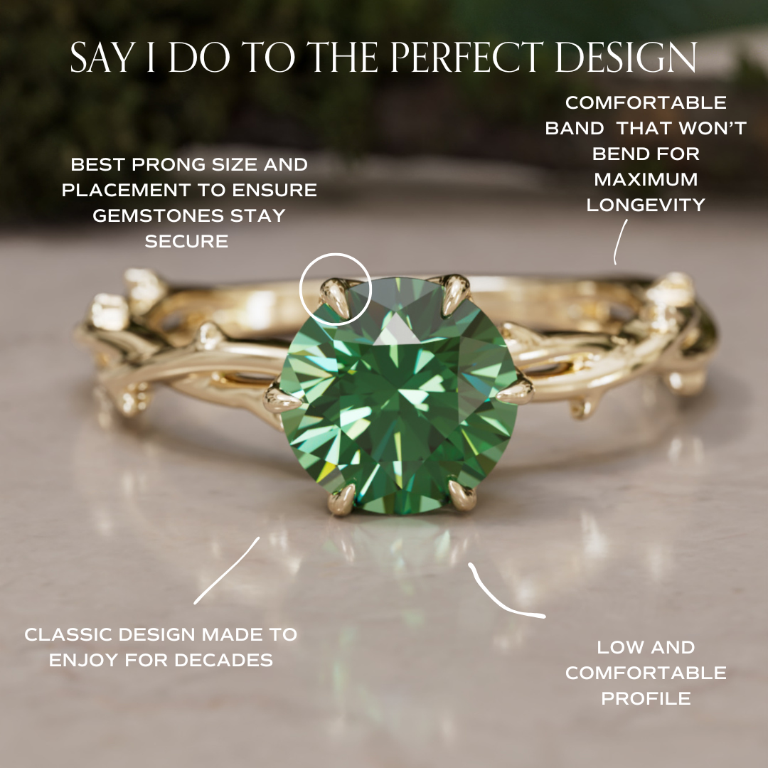 Ferelith Round Green Sapphire Fantasy Nature Branch Engagement Ring