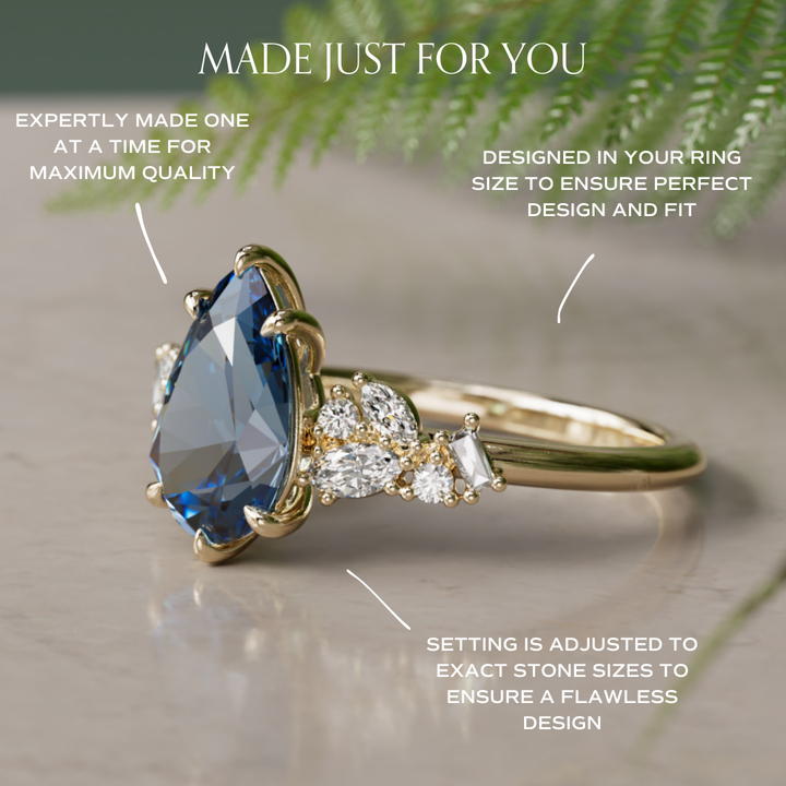 Phaedra Pear Lab Diamond Einzigartiger Verlobungsring Naturinspiriert