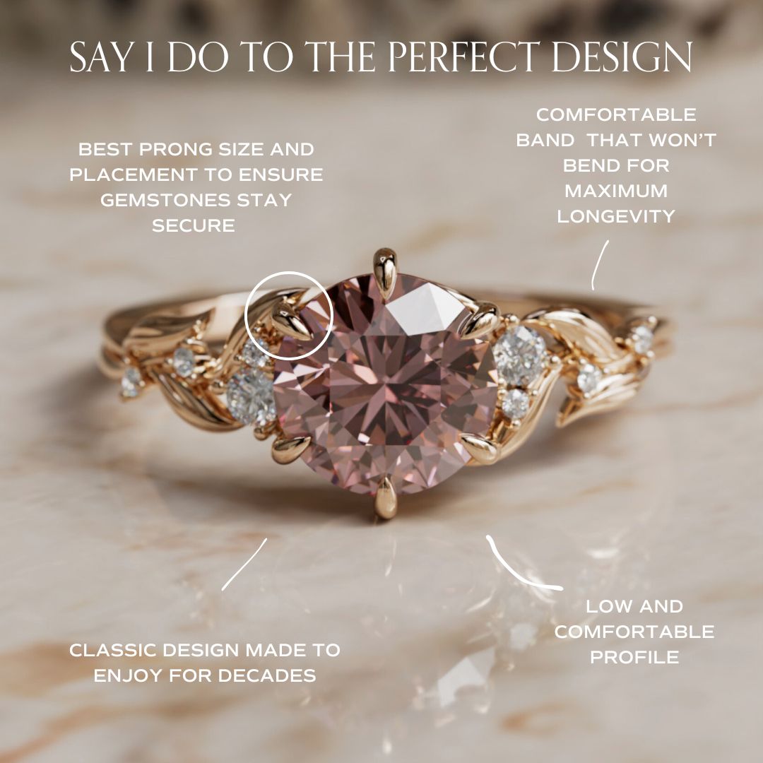 Celria Round Pink Lab Diamond Engagement Flower Ring Nature Inspired (Setting Only) By Valley Rose