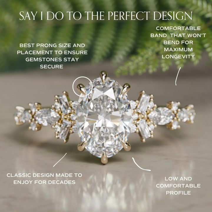 Philomena Oval Lab Diamond Unique Engagement Ring Nature Inspired